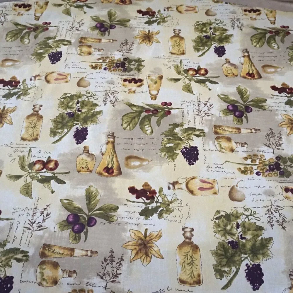 Tuscan Kitchen Tablecloth Oblong Grapes Fruits Herbs Italy Mediterranean 68x68
